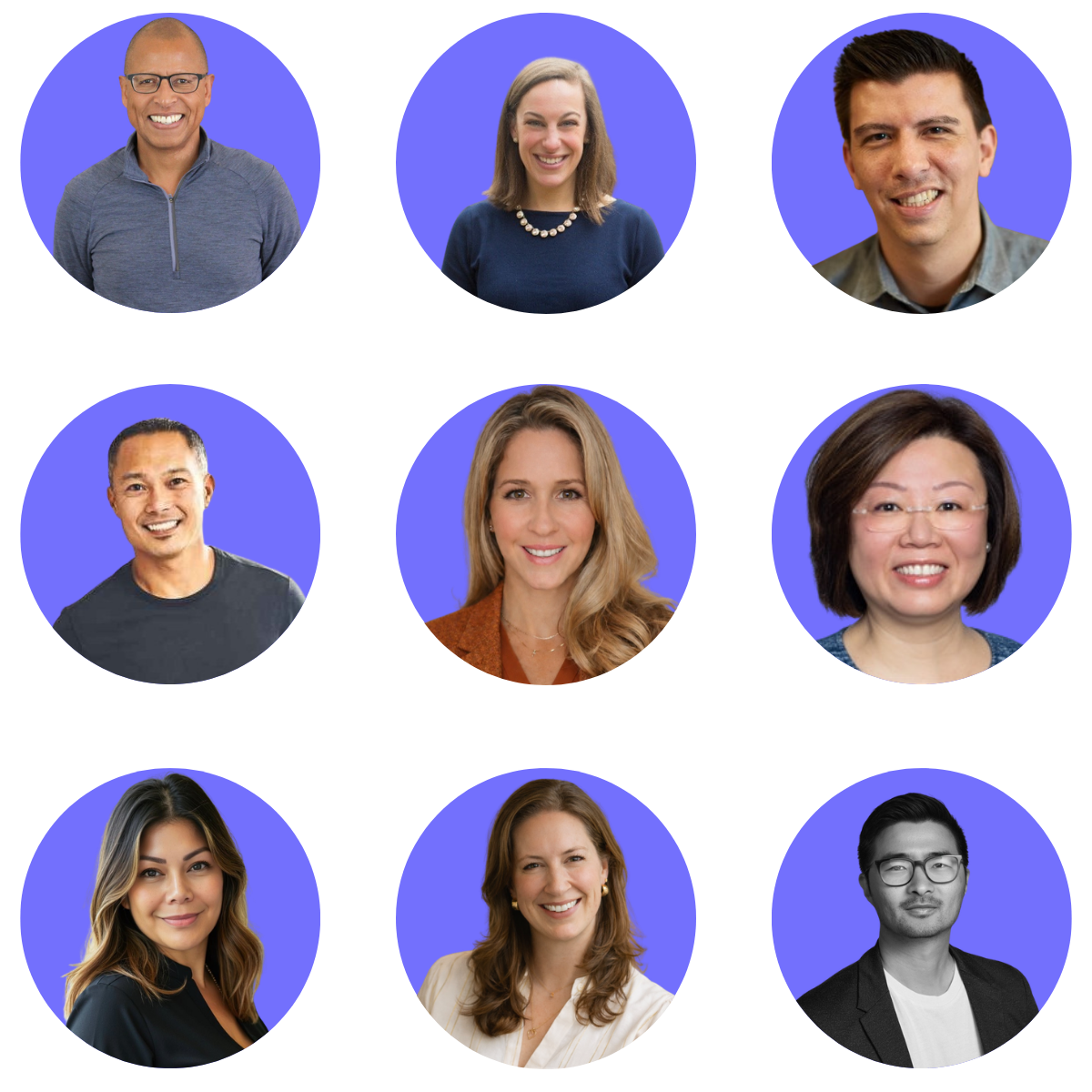 a grid of headshots featuring faces of AI expert panelists